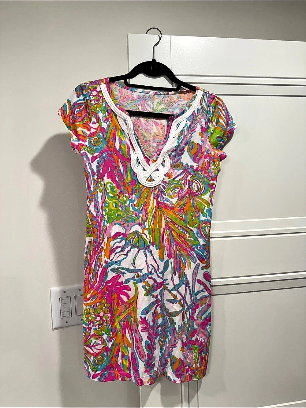 Lilly Pulitzer Marina Mini Dress Floral Pink & Blue Small